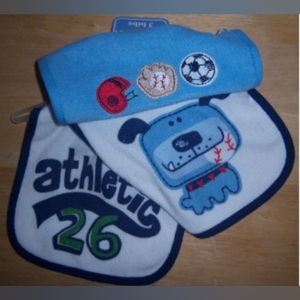 New Gerber Blue and White Kids Bib Set